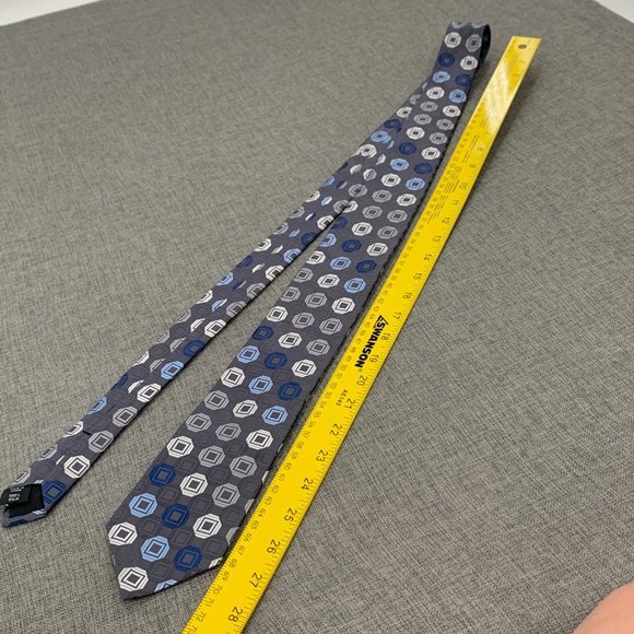 Michael Michael Kors Men's Silk Tie Gray Blue White Geometric Pattern‎ - Picture 7 of 9